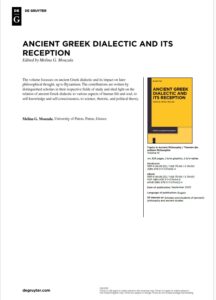 DE GRUYTER Singleflyer_Ancient Greek Dialectic and Its Reception_9783110744064_eng